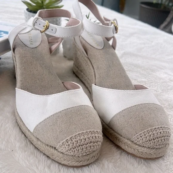Cole Haan Cloudfeel Espadrille Wedge Sandal perfect neutral sandal spring NEW - Picture 7 of 12